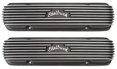 Edelbrock 41303 V/C CLASSIC FINNED ALUM PONTIAC BLK TEXTURE POWDER COAT FINISH