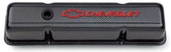 PROFORM 141-712 Engine Valve Covers; Stamped Steel; Tall; Carbon w/ Bowtie Logo; Fits SB Chevy