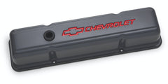 PROFORM 141-881 Chevrolet and Bowtie Emblem S/B Stamped Valve Covers , Tall, Shark Gray
