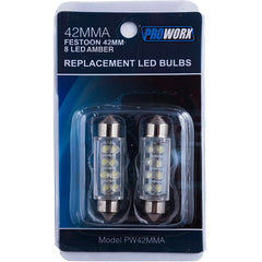PROWORX Festoon 42MM 8LED AMBER Pair PW42MMA