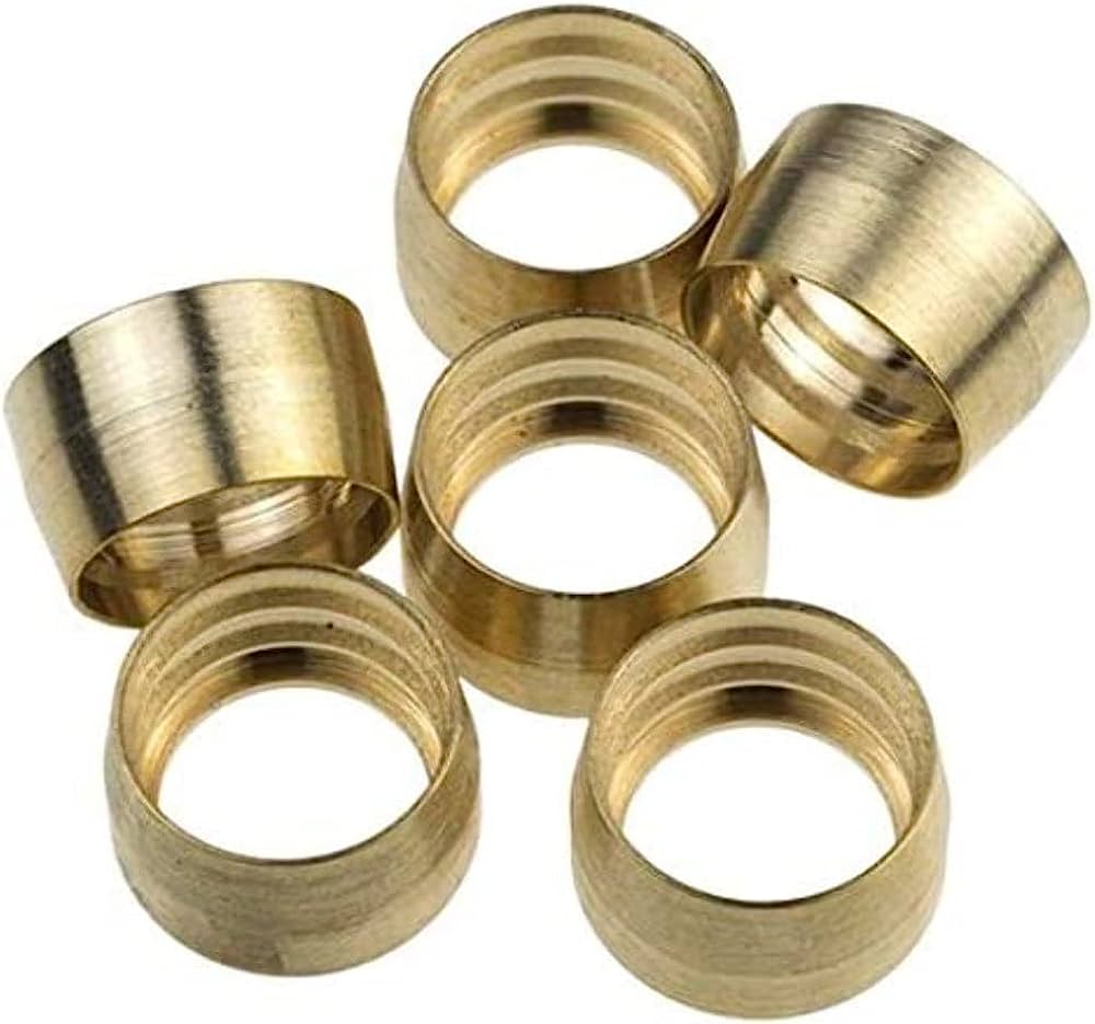 Redhorse Performance 1200-06-0 Brass Replacement Ferrules for -06  1200 Series PTFE Hose Ends - 6pcs/pkg