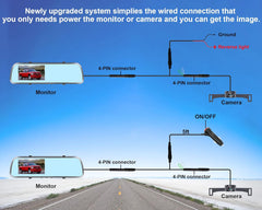 AMTIFO Backup Camera Mirror HD 1080P - Plug and Play Easy Set up Color Night Vision Rear View Mirror with License Plate Camera for Car Truck SUV Waterproof DIY Guide Lines A1