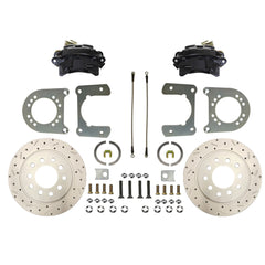 LEED Brakes Rear Disc Brake Conversion Kit with Drilled and Slotted Rotors and Black Powder Coated Calipers BRC0015X