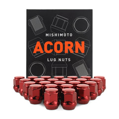 DISCONTINUED - Mishimoto MMLG-AC1215-24RD Mishimoto Steel Lug Nuts M12x1.5 Acorn Seat 24pc Set Red MMLG-AC1215-24RD
