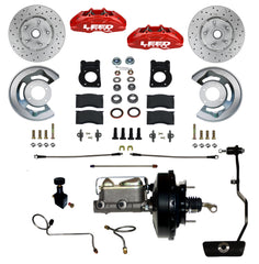 LEED Brakes Power Front Disc Brake Conversion Kit with Drilled and Slotted Rotors and Red Powder Coated Calipers RFC0006-3405AX