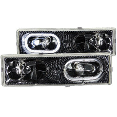 AnzoUSA 111005 Crystal Headlights Carbon with Halo