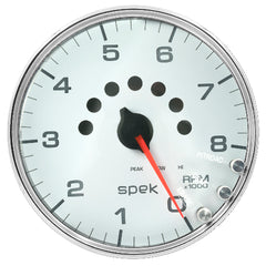 AutoMeter Products 5 in. IN-DASH TACHOMETER, 0-8,000 RPM, SPEK-PRO, WHITE/CHROME PN. P23811