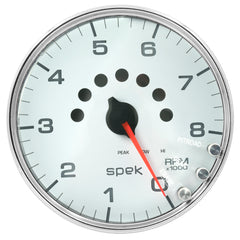 AutoMeter Products 5 in. IN-DASH TACHOMETER, 0-8,000 RPM, SPEK-PRO, WHITE/CHROME PN. P23811