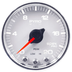 AutoMeter Products 2-1/16 in. PYROMETER, 0-2000 Fahrenheit, SPEK-PRO, WHITE/CHROME PN. P31011