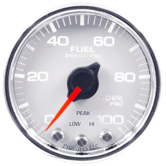 AutoMeter Products 2-1/16 in. FUEL PRESSURE, 0-100 PSI, SPEK-PRO, WHITE/CHROME PN. P31411