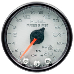AutoMeter Products 2-1/16 in. FUEL PRESSURE, 0-30 PSI, SPEK-PRO, SILVER/BLACK PN. P31622