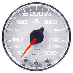 AutoMeter Products 2-1/16 in. OIL TEMPERATURE, 100-300 Fahrenheit, SPEK-PRO, WHITE/CHROME PN. P32211