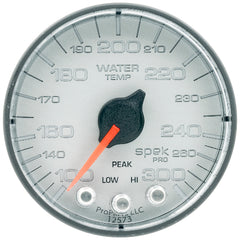 AutoMeter Products 2-1/16 in. WATER TEMPERATURE, 100-300 Fahrenheit, SPEK-PRO, SILVER/BLACK PN. P346228