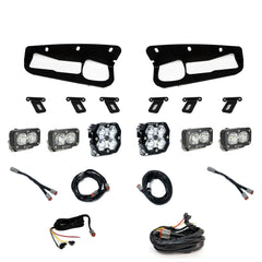 Baja Designs Squadron 2.0 Pro/Dual S2 Sport Fog Pocket Light Kit, Multi-Pattern, Clear, Upfitter Wiring for Ford 2021-26 Bronco, 2022-24 Bronco Raptor, with Steel Bumper 44-0085-UP