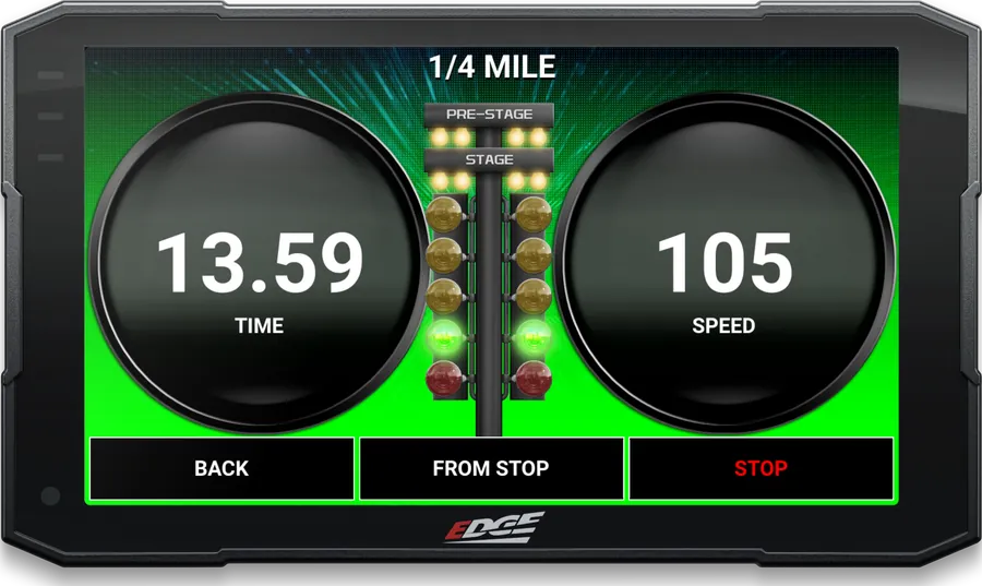 CTS4 quarter-mile performance test screen