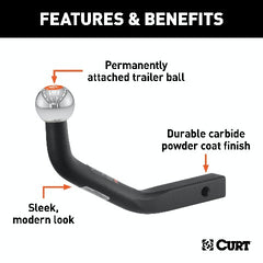CURT 45562 Euro Mount (2 Ball, 1-1/4 Shank, 3,500 lbs., 5-1/8 High, 9-3/4 Long)