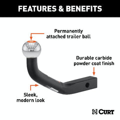 CURT 45572 Euro Mount (2 Ball, 1-1/4 Shank, 3,500 lbs., 4-5/8 High, 7-1/4 Long)
