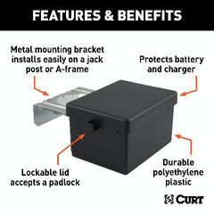 CURT 52029 5 x 3-1/4 x 3-7/8 Lockable Breakaway Battery Case with Metal Bracket