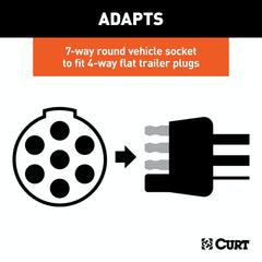 CURT 57040 Electrical Adapter (7-Way Round Vehicle to 4-Way Flat Trailer)