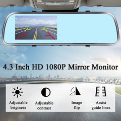 AMTIFO Backup Camera Mirror HD 1080P - Plug and Play Easy Set up Color Night Vision Rear View Mirror with License Plate Camera for Car Truck SUV Waterproof DIY Guide Lines A1