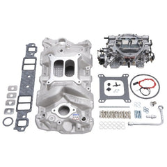 Edelbrock 2023 MANIFOLD and CARB KIT PERF RPM SBC 1957-86 NATURAL FINISH