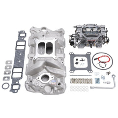 Edelbrock 2023 MANIFOLD and CARB KIT PERF RPM SBC 1957-86 NATURAL FINISH