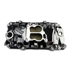 Edelbrock Performer 2-O Manifold for 1965-90 B/B Chevy Oval Port Heads, Black Plasma PN. 2161-BP