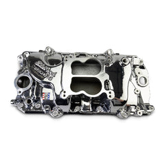 Edelbrock Performer 2-O Manifold for 1965-90 B/B Chevy Oval Port Heads, Chrome Plasma PN. 2161-CP