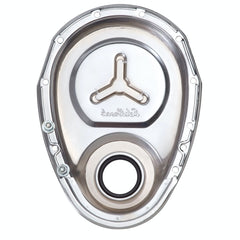 Edelbrock 4860 TIMING COVER SBC STAMPED STEEL W/WELDED STAR and LOGO CHROME