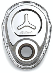 Edelbrock 4860 TIMING COVER SBC STAMPED STEEL W/WELDED STAR and LOGO CHROME