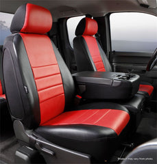 FIA LeatherLite Custom Seat Cover, Front 40/20/40 Split Seat, Black/Red SL67-43RED
