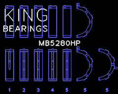 King Engine Bearings Inc MB5280HP.026 MAIN BEARING SET For FORD V8, 4.6L/5.4L SOHC