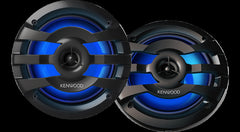 Kenwood KFC-1673MRBL 260 Watts Max 4 Ohms 6.5 Inch 2-Way RGB Lightning Marine Power Sports LED Speakers- Black