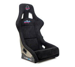 NRG Innovations FRP Bucket Seat PRISMA Edition with pearlized back. All Black alcantara vegan material special ultra embroidery (XLARGE) FRP-304BK-ULTRA