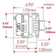 Powermaster 165 Amp AD230 Alternator for GM, 3 in. 6-Groove Underdrive Pulley, 1-Wire or OE Hookup, Natural Finish 482473