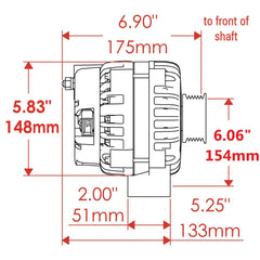 Powermaster 220 Amp AD244 Alternator for GM, 3 in. 6-Groove Underdrive Pulley, 1-Wire or OE Hookup, Natural Finish 489693