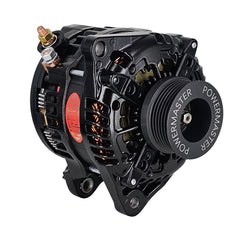 Powermaster 245 Amp Denso Alternator, 6-Groove Solid Pulley, Black Finish 51626