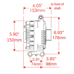Powermaster 200 Amp 3G Alternator for Ford, 8-Groove Pulley, Wrinkle Black Finish 57768W