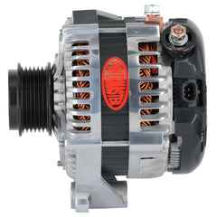 Powermaster 245 Amp Denso Alternator, Decoupler Pulley, Polished Finish 61794