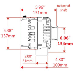 Powermaster 175 Amp Denso Alternator, 6-Groove Decoupler Pulley, 1-Wire, Polished Finish 821794-1