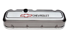 PROFORM 141-142 Engine Valve Covers; Tall Style; Die Cast; Polished with Bowtie Logo; BB Chevy