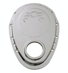 PROFORM 141-218 Timing Chain Cover; Chrome Plate Aluminum; With Bowtie Logo; Fits SB Chevy 69-91