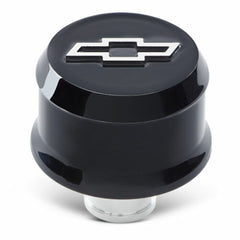 Proform Slant-Edge Aluminum Breather Cap Raised Bowtie Emblem Push-In Liquid Black PN. 141-849