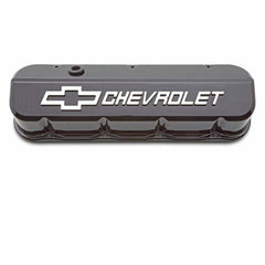 PROFORM 141-868 Engine Valve Covers; Tall Die-Cast BB Chevy; Liquid Black w/ Raised Chevy Logo