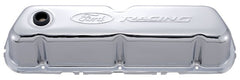 PROFORM 302-070 Engine Valve Covers; Tall Style; Steel; Chrome with Ford Logo; For SB Ford