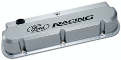 PROFORM 302-139 Valve Covers; Slant-Edge Tall; Die Cast; Chrome w/Recessed Ford Logo; SB Ford
