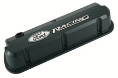 PROFORM 302-141 Valve Covers; Slant-Edge Tall; Die Cast; Green with Raised Ford Logo; SB Ford