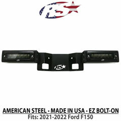 Race Sport Lighting 2021-2022 Ford F150 Hitch Bar Reverse 7in LED Flood Lighting Heavy Duty Bolt-On Blacked Out Kit with Heated Lens and Dual End Light Cap F150HB21UP