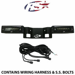 Race Sport Lighting 2021-2022 Ford F150 Hitch Bar Reverse 7in LED Flood Lighting Heavy Duty Bolt-On Blacked Out Kit with Heated Lens and Dual End Light Cap F150HB21UP