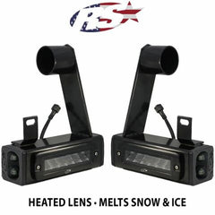 Race Sport Lighting 2020-Current Chevy GMC 2500 3500 Hitch Bar Reverse 7in LED Flood Lighting Heavy Duty Bolt-On Blacked Out Kit with Heated Lens and Dual End Light Cap GMHB20UP